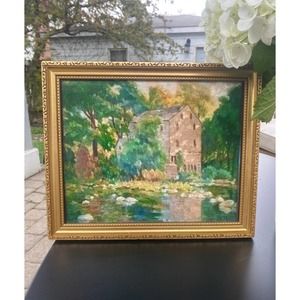 Gold Framed Cottage River Print